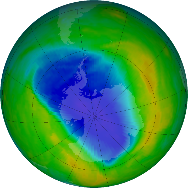 Antarctic ozone map for 23 November 1987